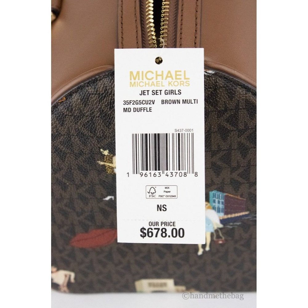 NEW Michael Kors Jet Set Girls Medium Duffle Bag Brown Crossbody Handbag Purse - Picture 6 of 11
